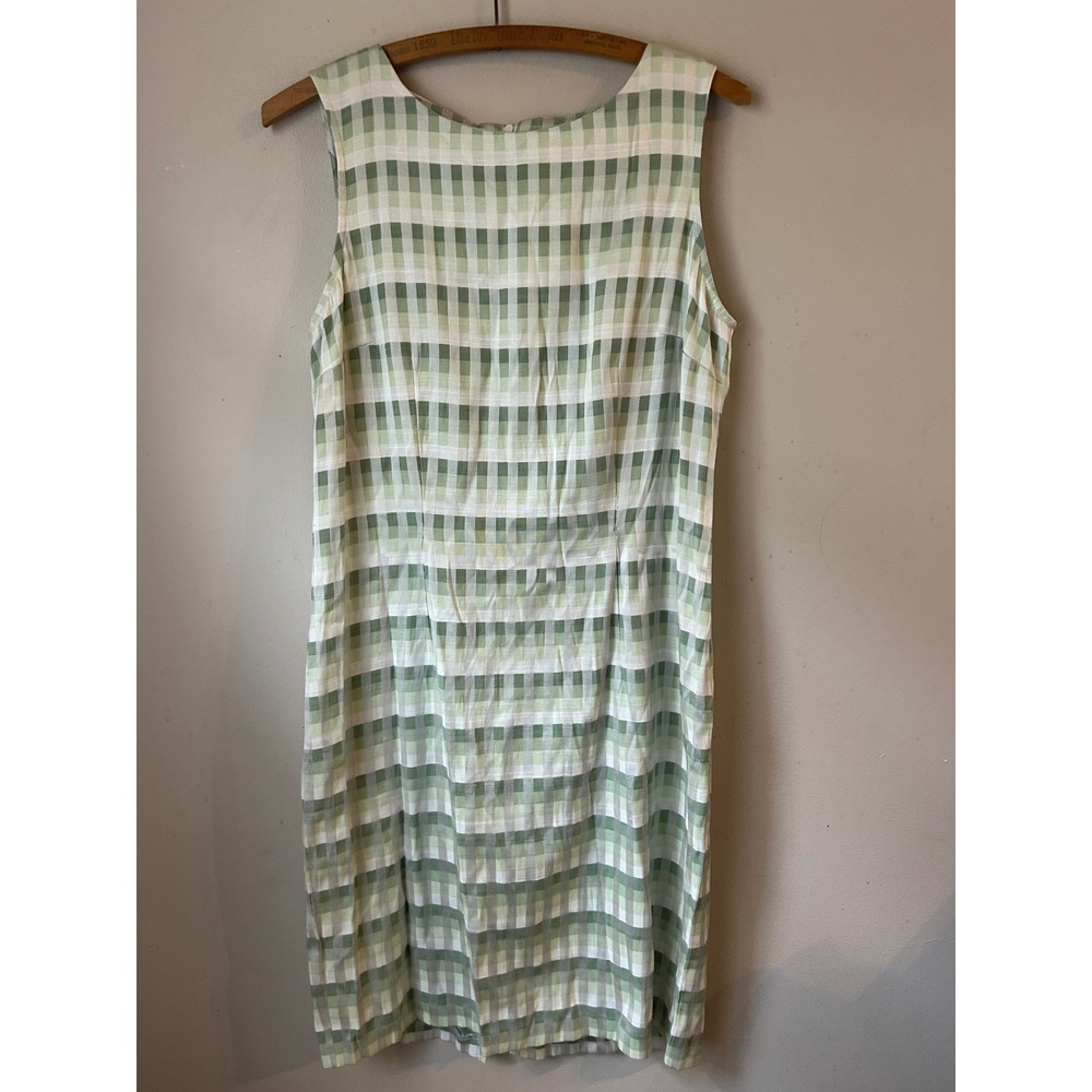 Vintage Expression Women's Size 12 Gingham Plaid Sleeveless Dress Midi Retro